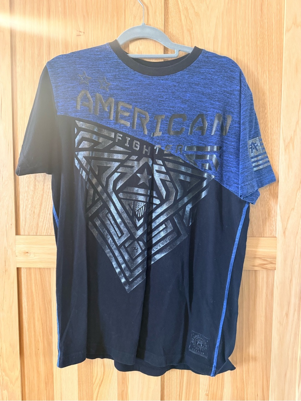 American Fighter Blue and Black Short Sleeve Graphic Tee